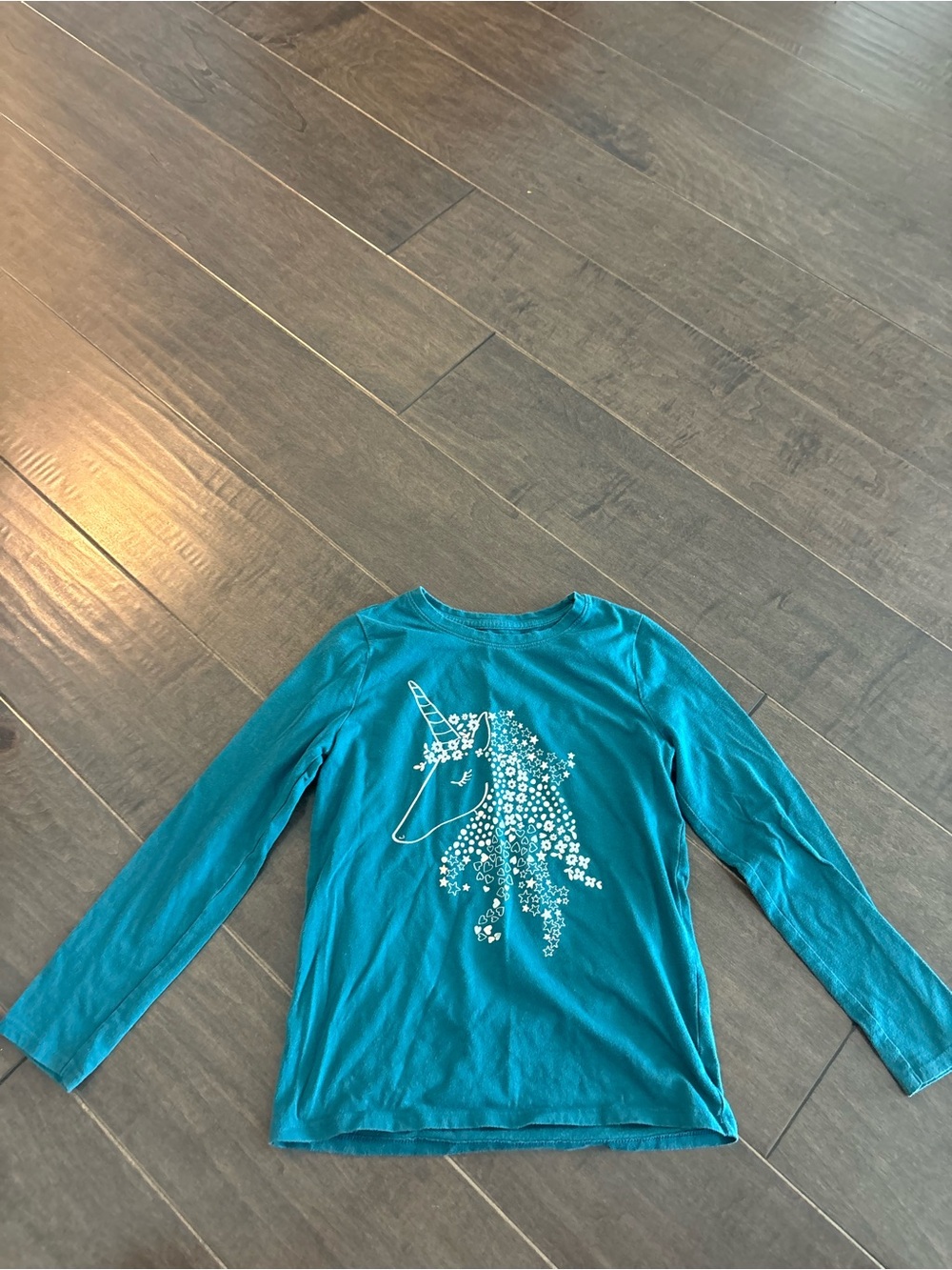 Cat & Jack Teal Long-Sleeve Unicorn Graphic Top